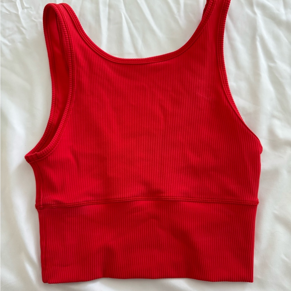 Lululemon Athletica Red Ribbed Crop Top